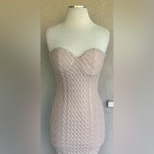 JLUXLABEL Strapless Cable Knit Bodycon Dress in Blush